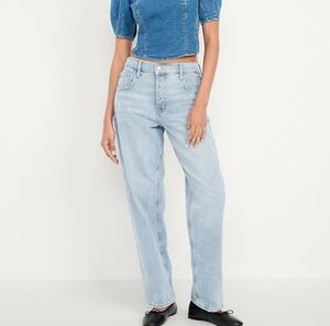 Mid Rise Slouchy Straight Jeans